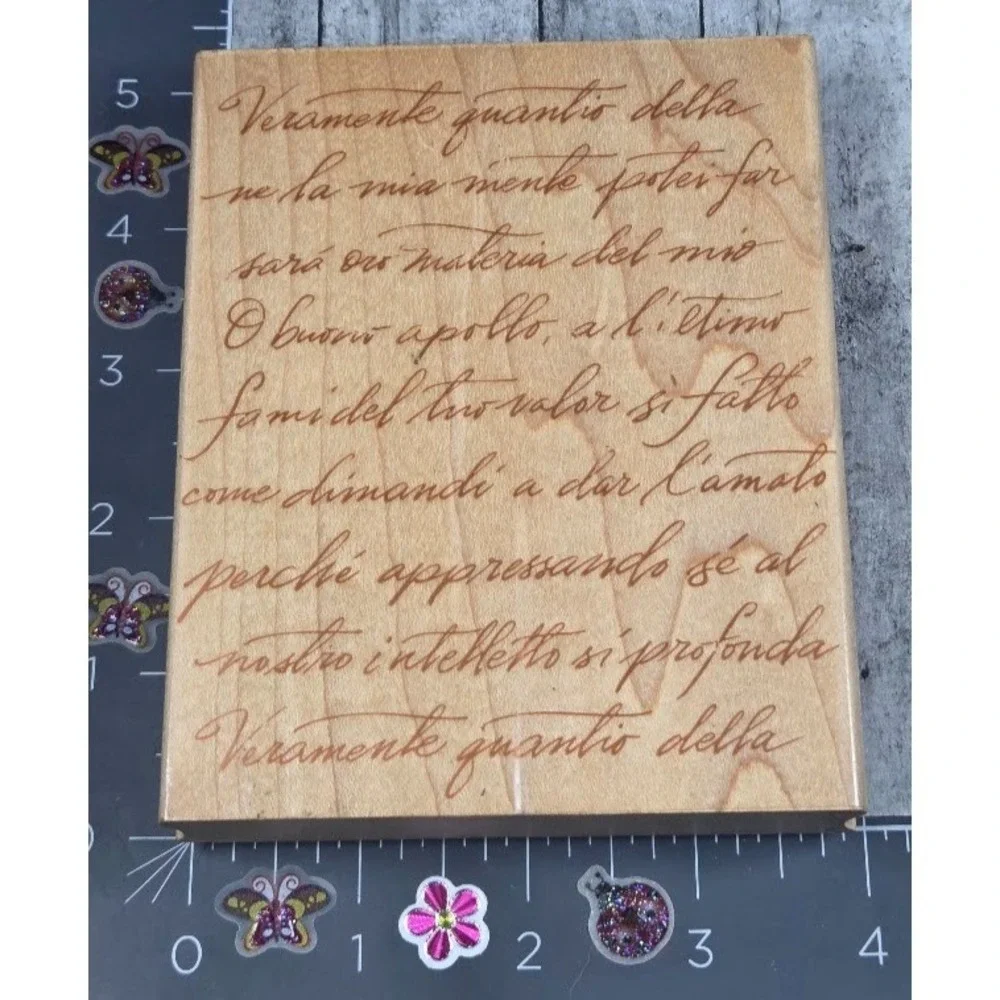 Hero Arts Italian Poetry Background S1832 Script 4X5 Rubber Stamp Wood #G3